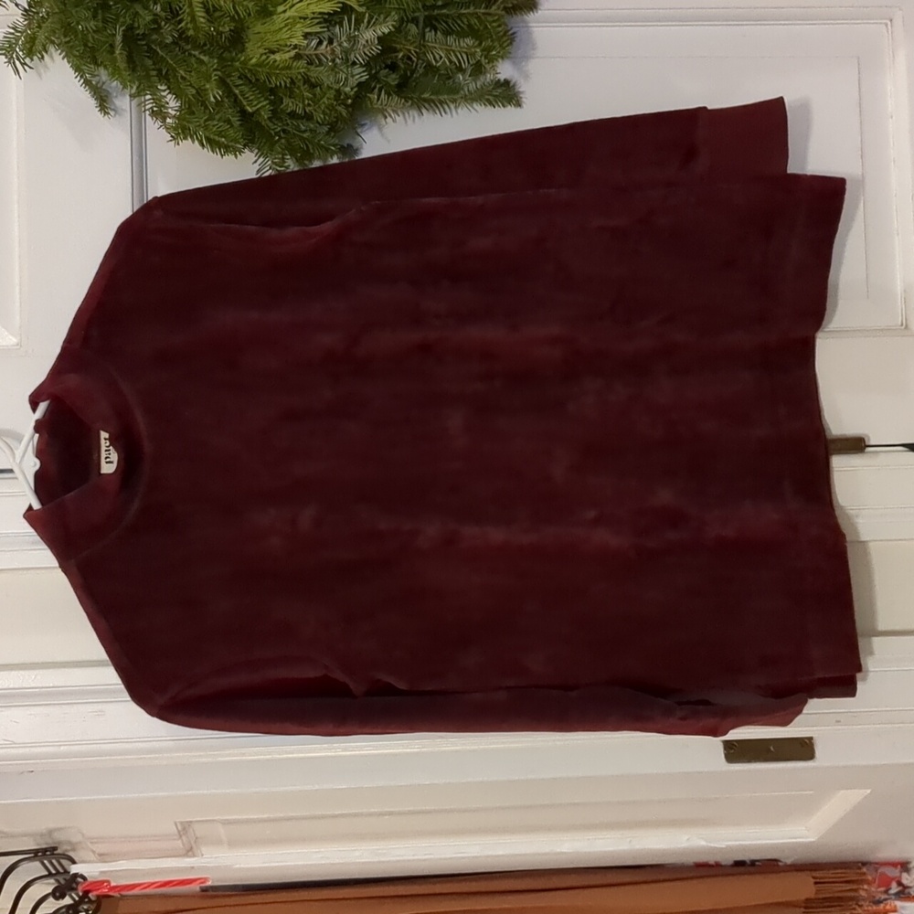 Pact Organic Cotton Velour Set Top Pants XS Burgundy